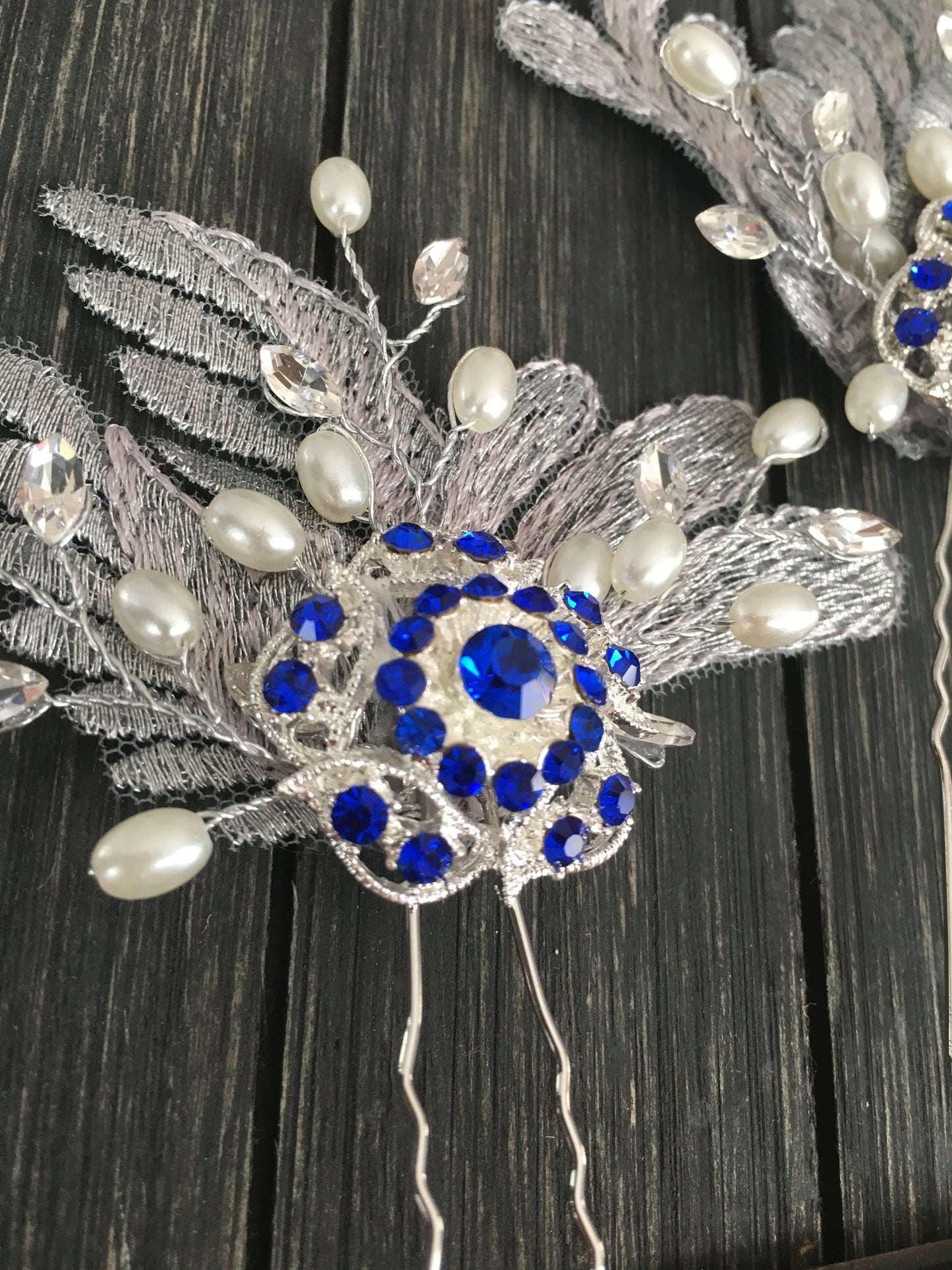 Blue Bella Hair Pins -Set of 2