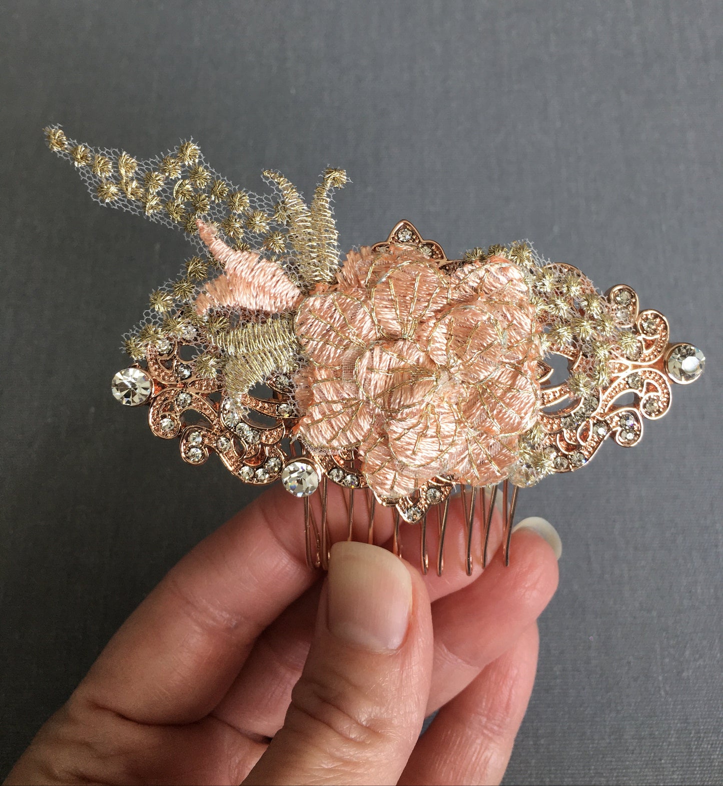 Rosalina Rose Gold Bridal Hair Comb