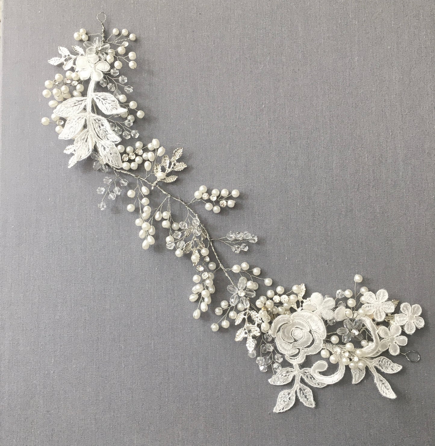 Cali Bloom Pear & Crystal Floral Bridal Hair Vine