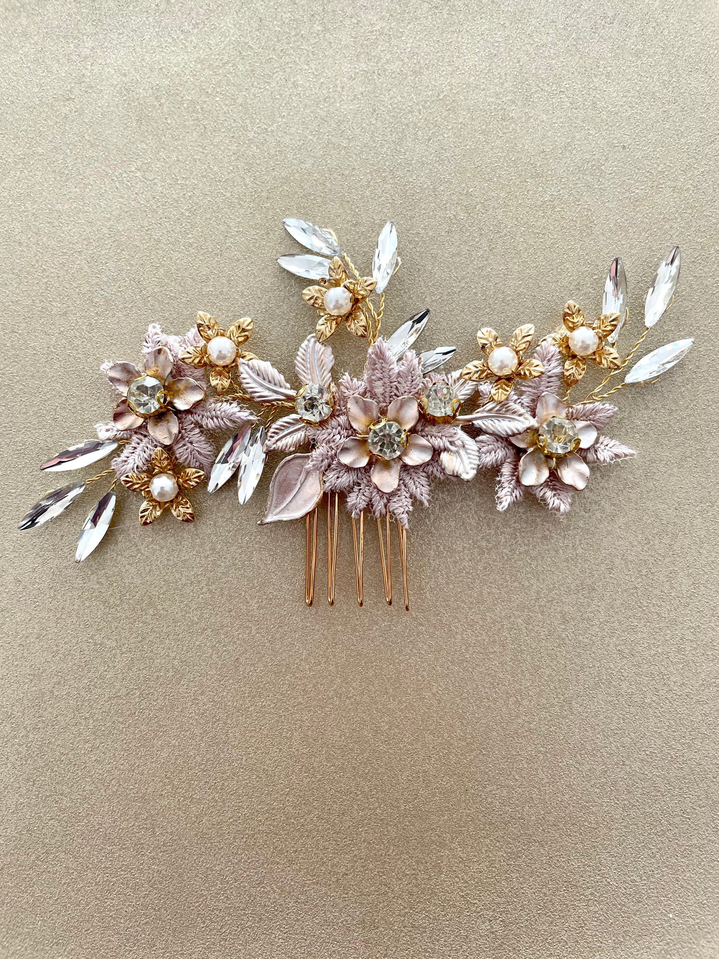 Charlotte Golden Floral Burst Bridal Comb