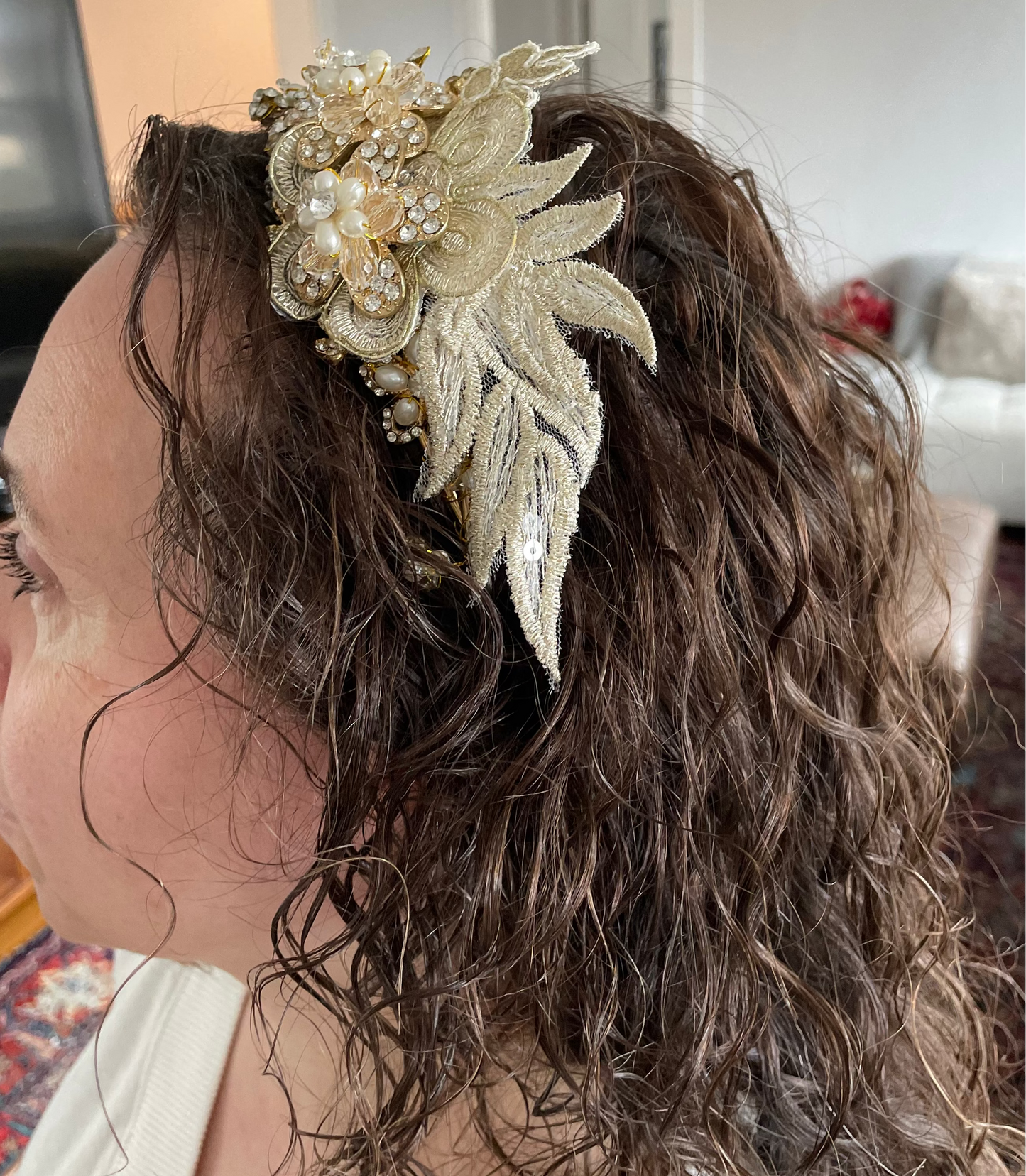 Aberdeen Golden Floral Bridal Headband