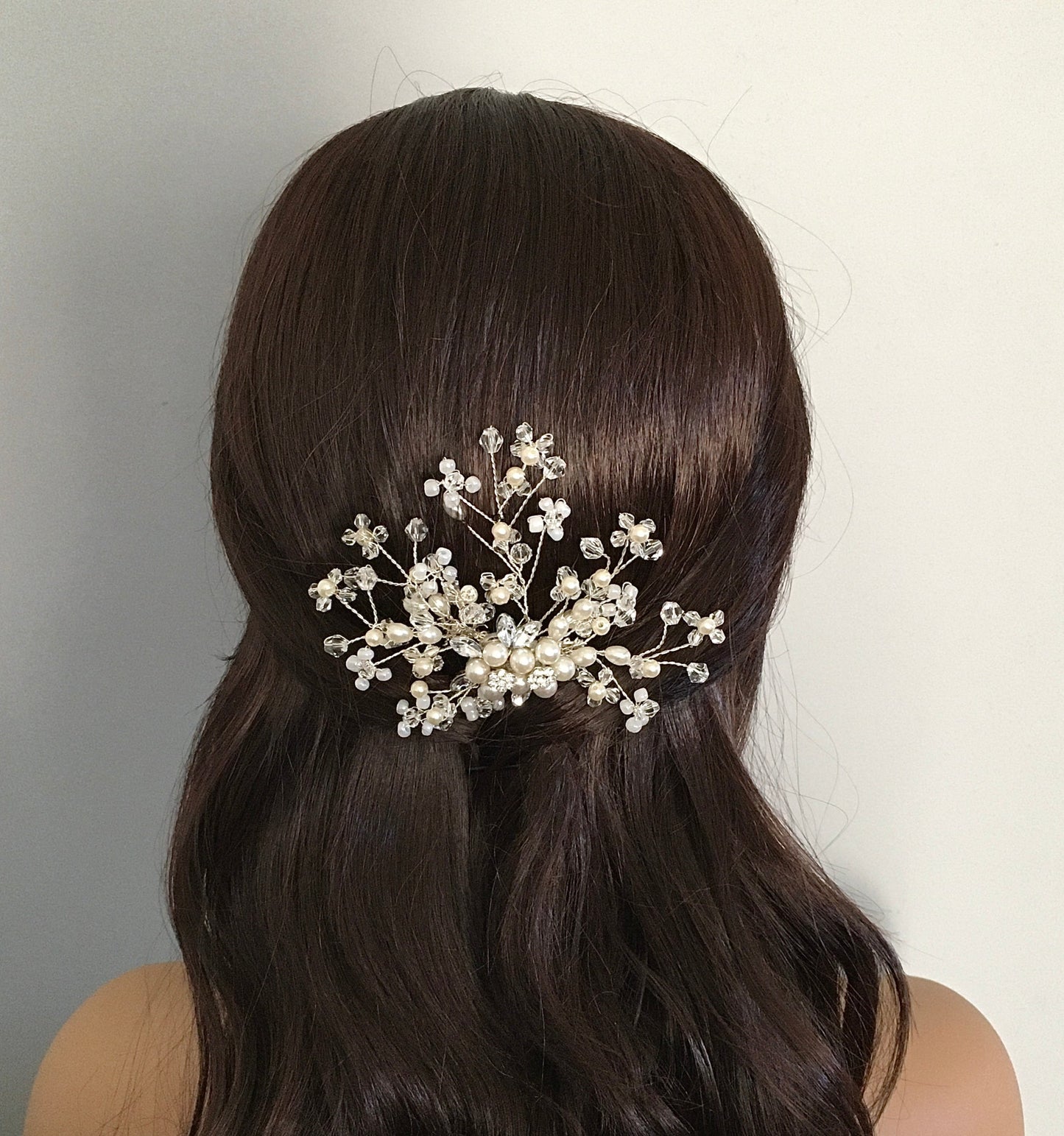 Garden Floral Burst Pearl & Crystal Bridal Hair Comb