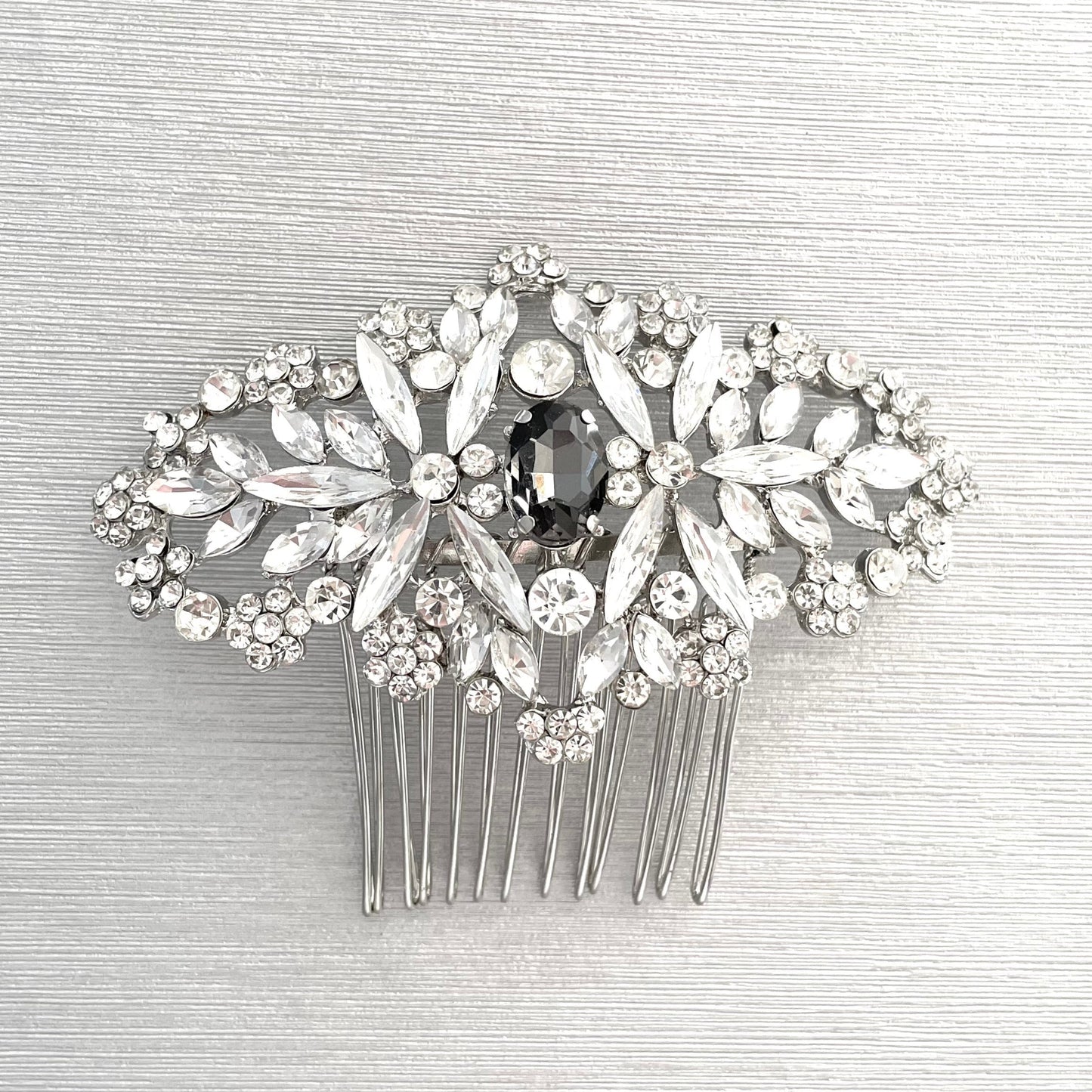 Smokey Crystal Statement Bridal Hair Comb - Vintage Inspired