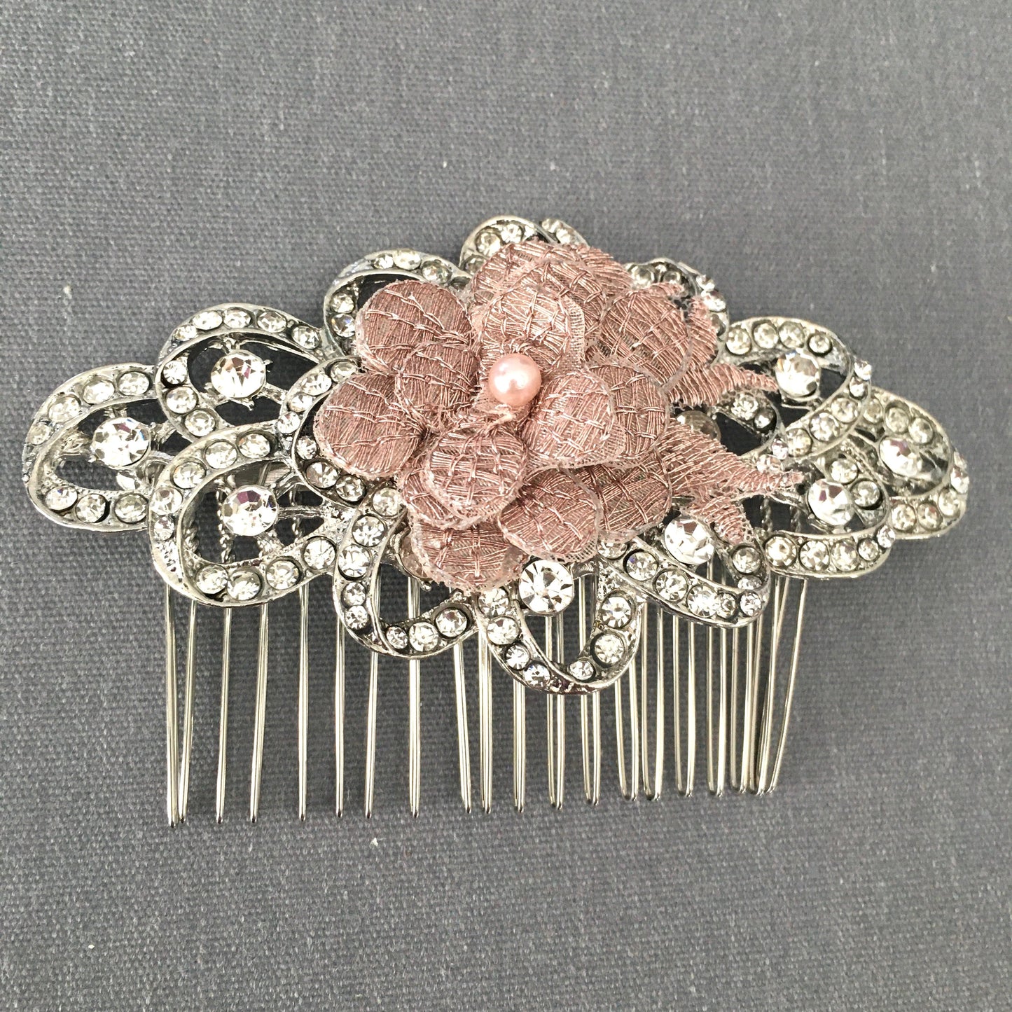Sofia Mauve Floral Crystal Bridal Comb