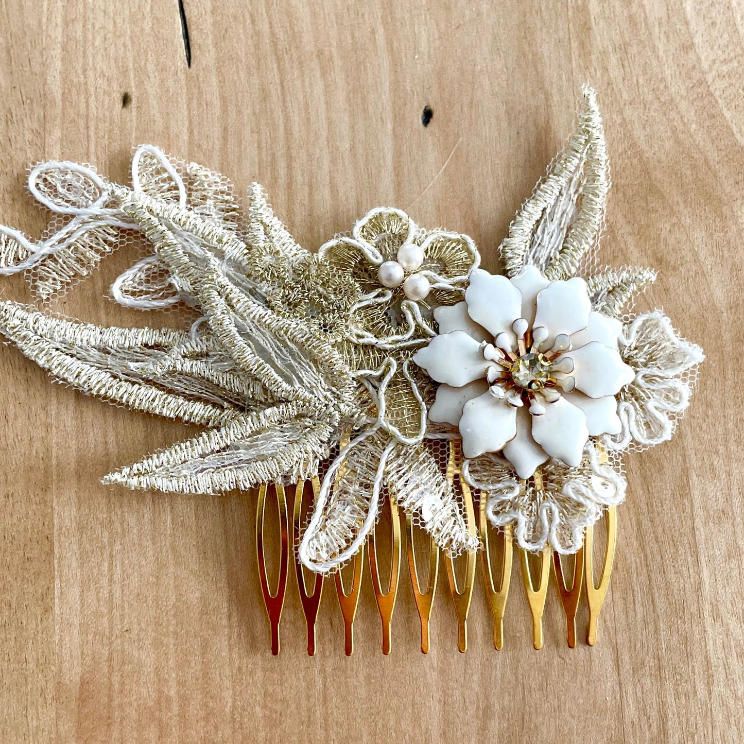 Magnolia Golden Champagne Bridal Hair Comb