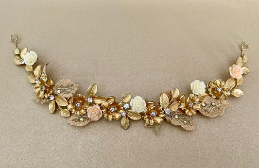 Golden Flower Vine Bridal Headpiece