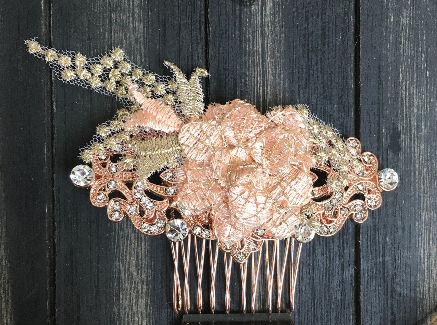 Rosalina Rose Gold Bridal Hair Comb