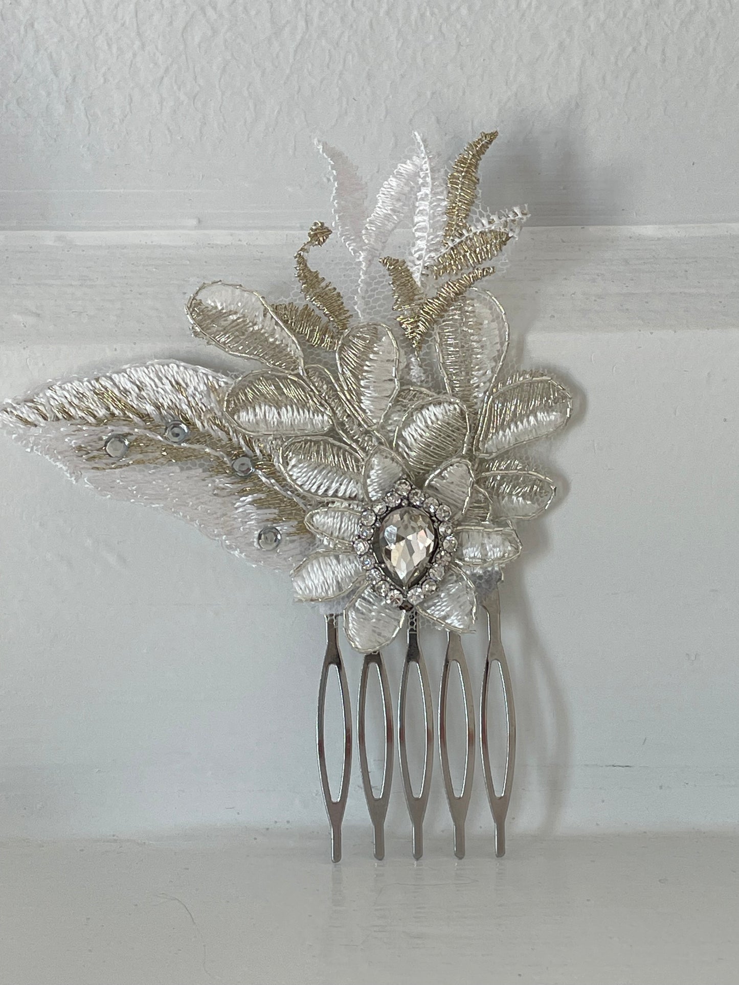 Claudette Champagne Leaves Bridal Comb
