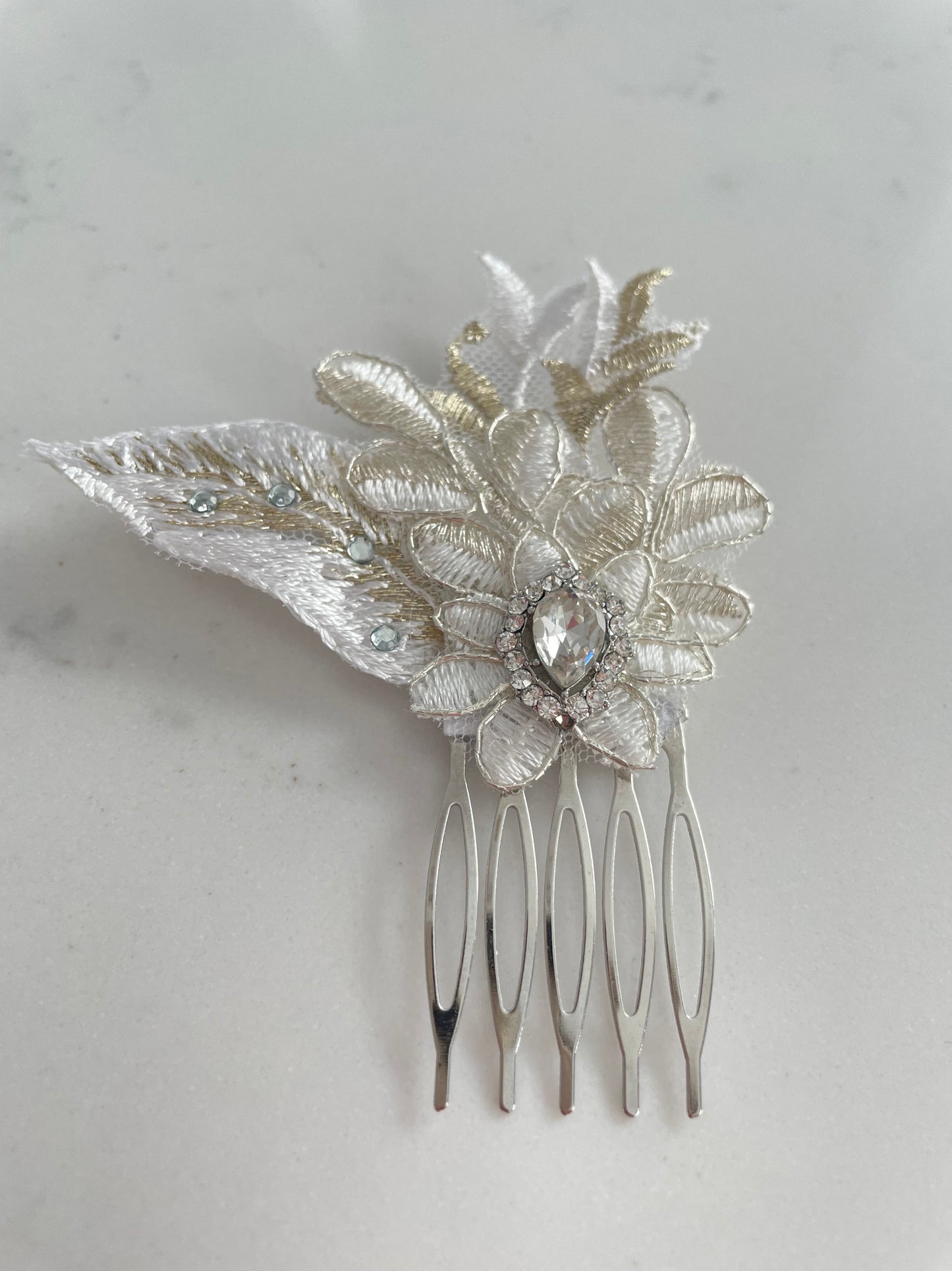 Claudette Champagne Leaves Bridal Comb