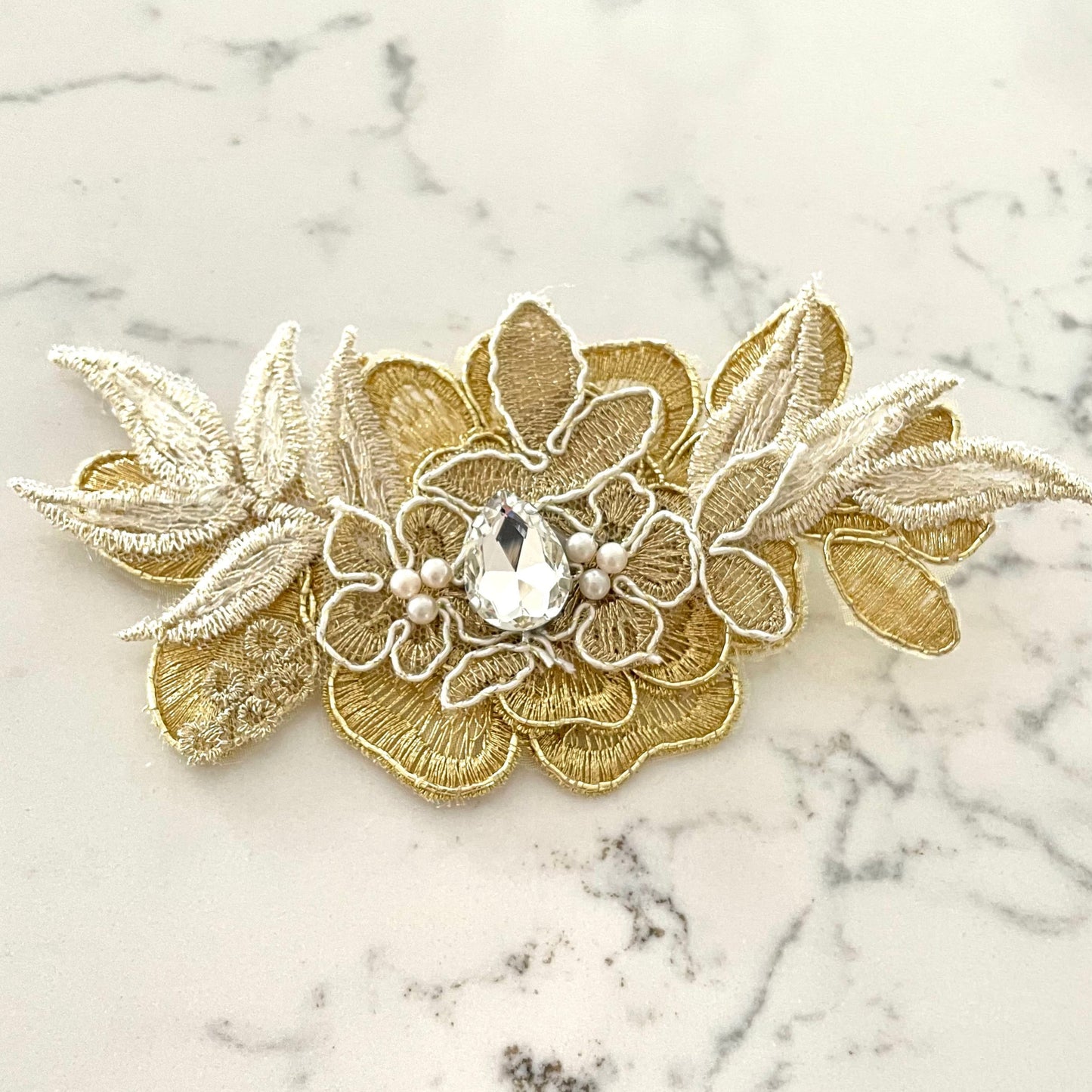 Golden Gal Lace and Crystal Embellished Hair Clip