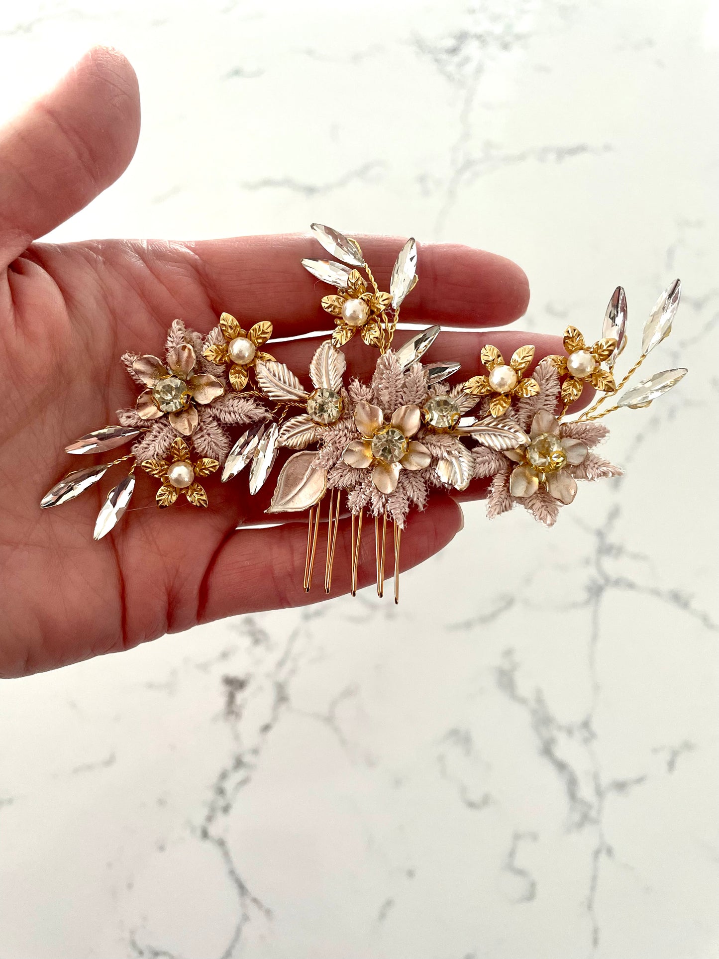 Charlotte Golden Floral Burst Bridal Comb