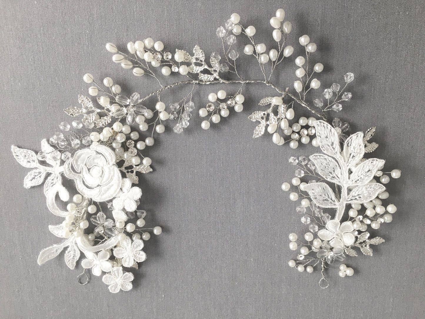 Cali Bloom Pear & Crystal Floral Bridal Hair Vine