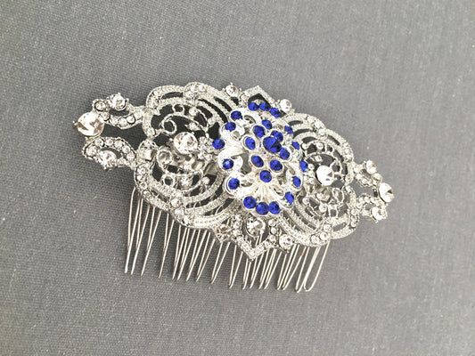 Blue Bella Crystal Bridal Hair Comb