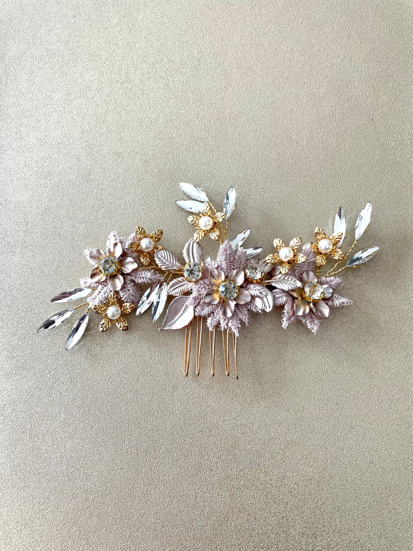 Charlotte Golden Floral Burst Bridal Comb
