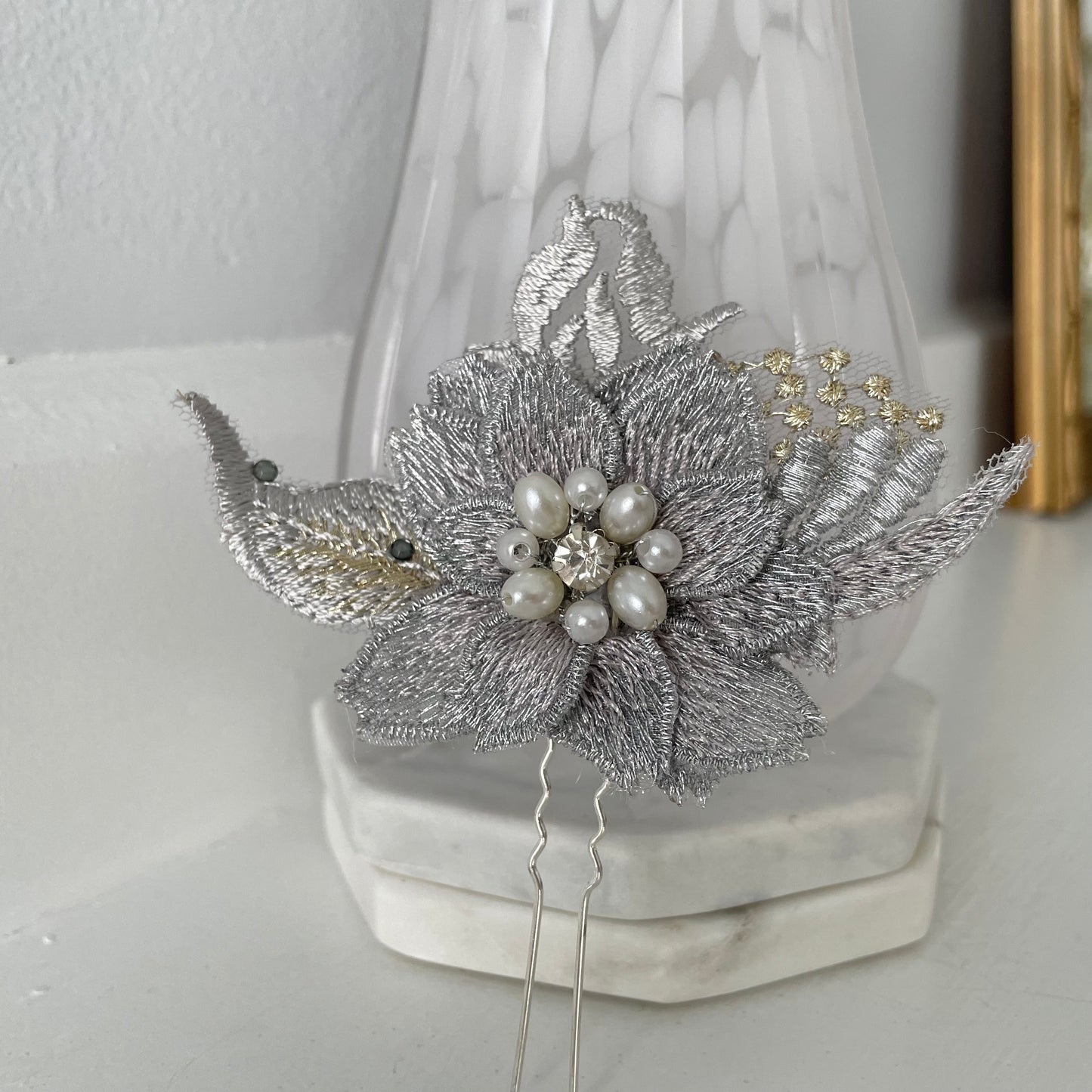 Nadia Silver and Gold Leaf Hair Pin
