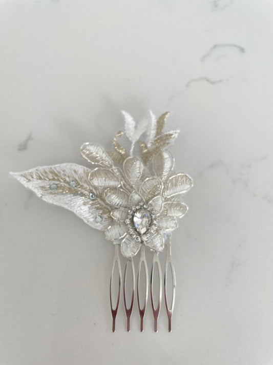 Claudette Champagne Leaves Bridal Comb