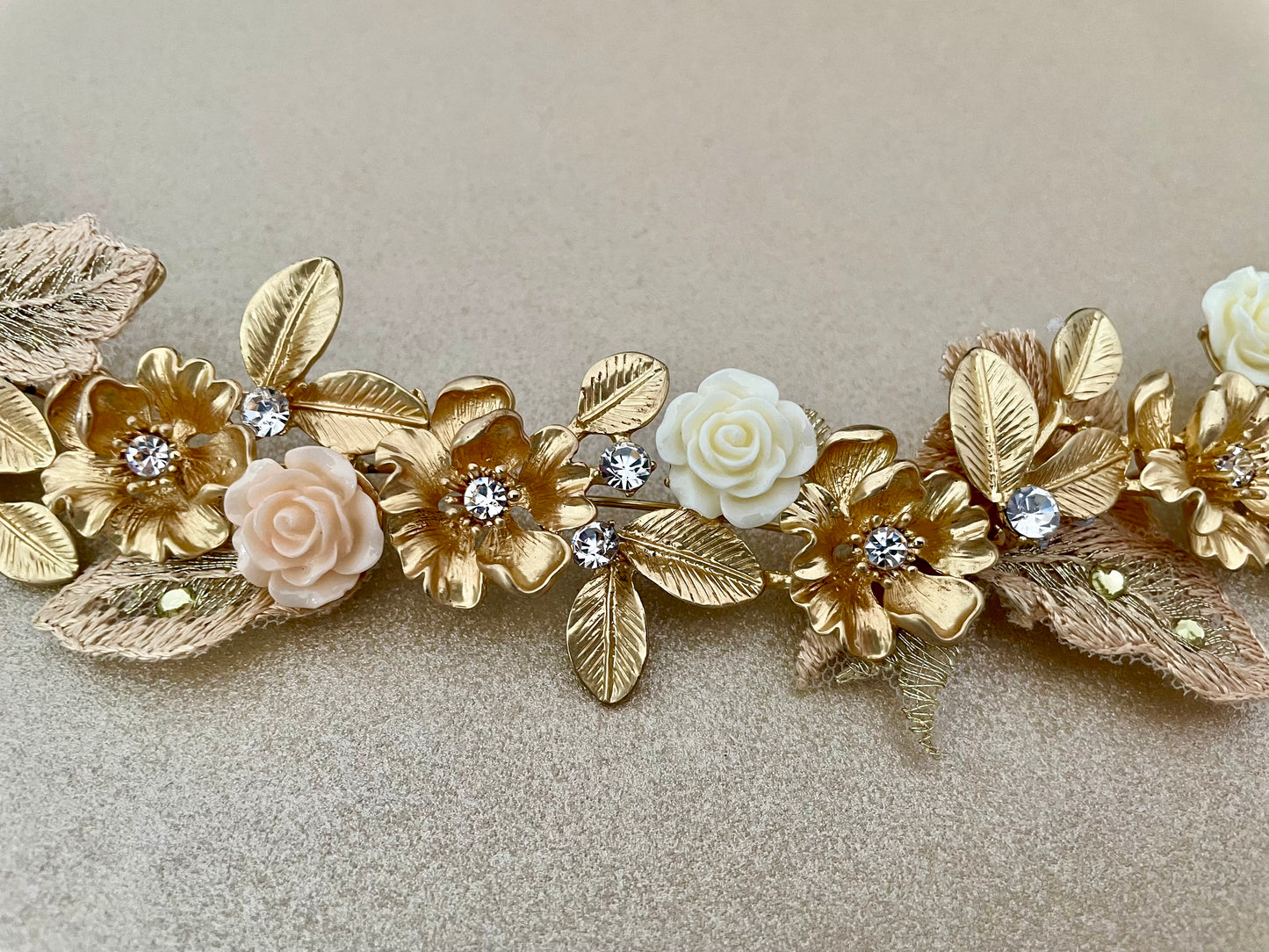 Golden Flower Vine Bridal Headpiece