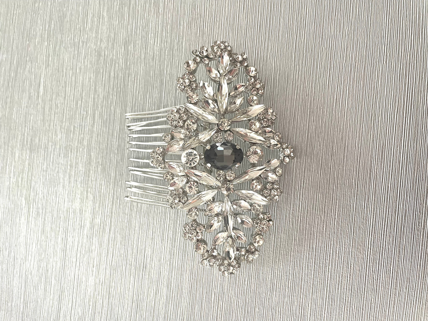 Smokey Crystal Statement Bridal Hair Comb - Vintage Inspired