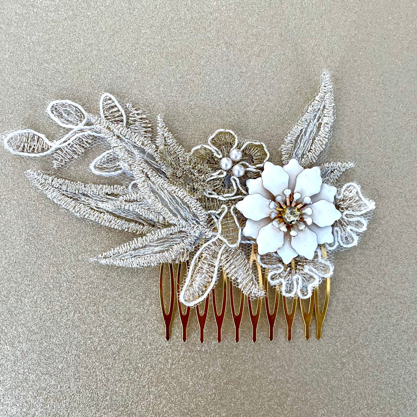 Magnolia Golden Champagne Bridal Hair Comb