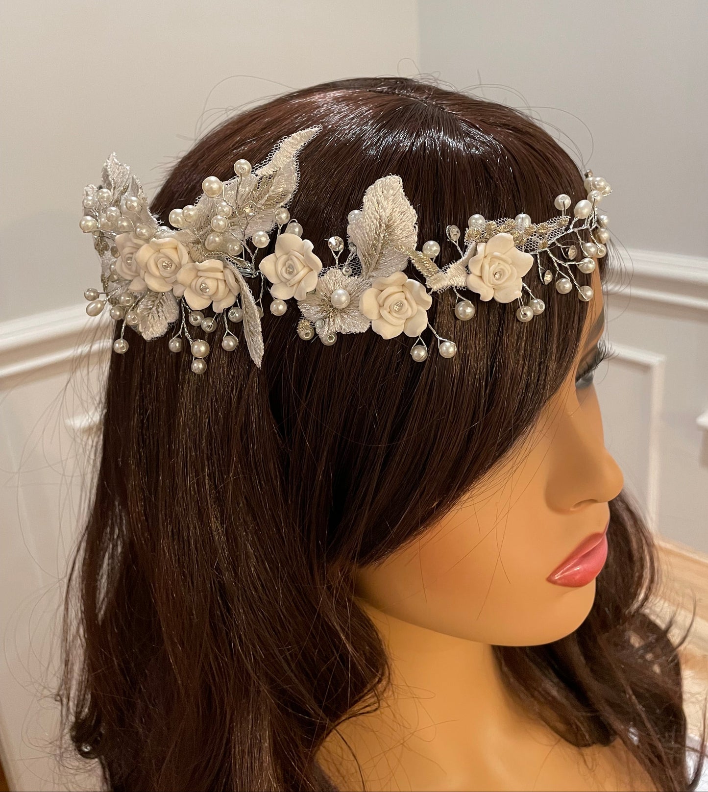 Ava Floral & Pearls Hair Vine