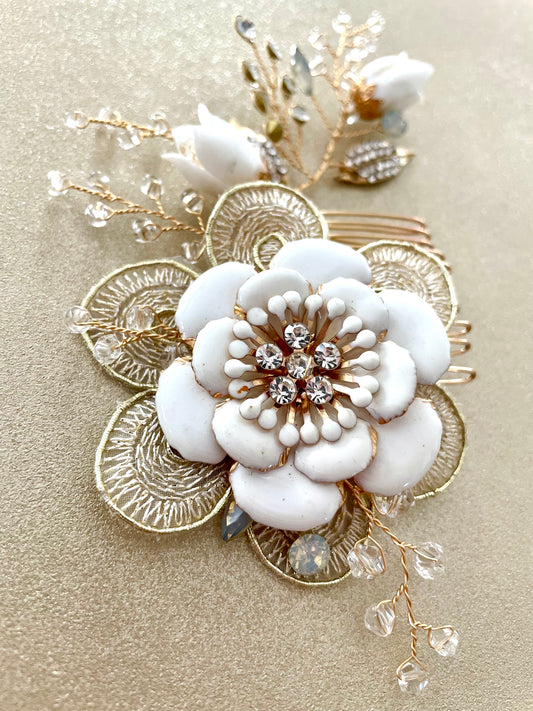 Lilly & Gardenia Blooms Bridal Hair Comb