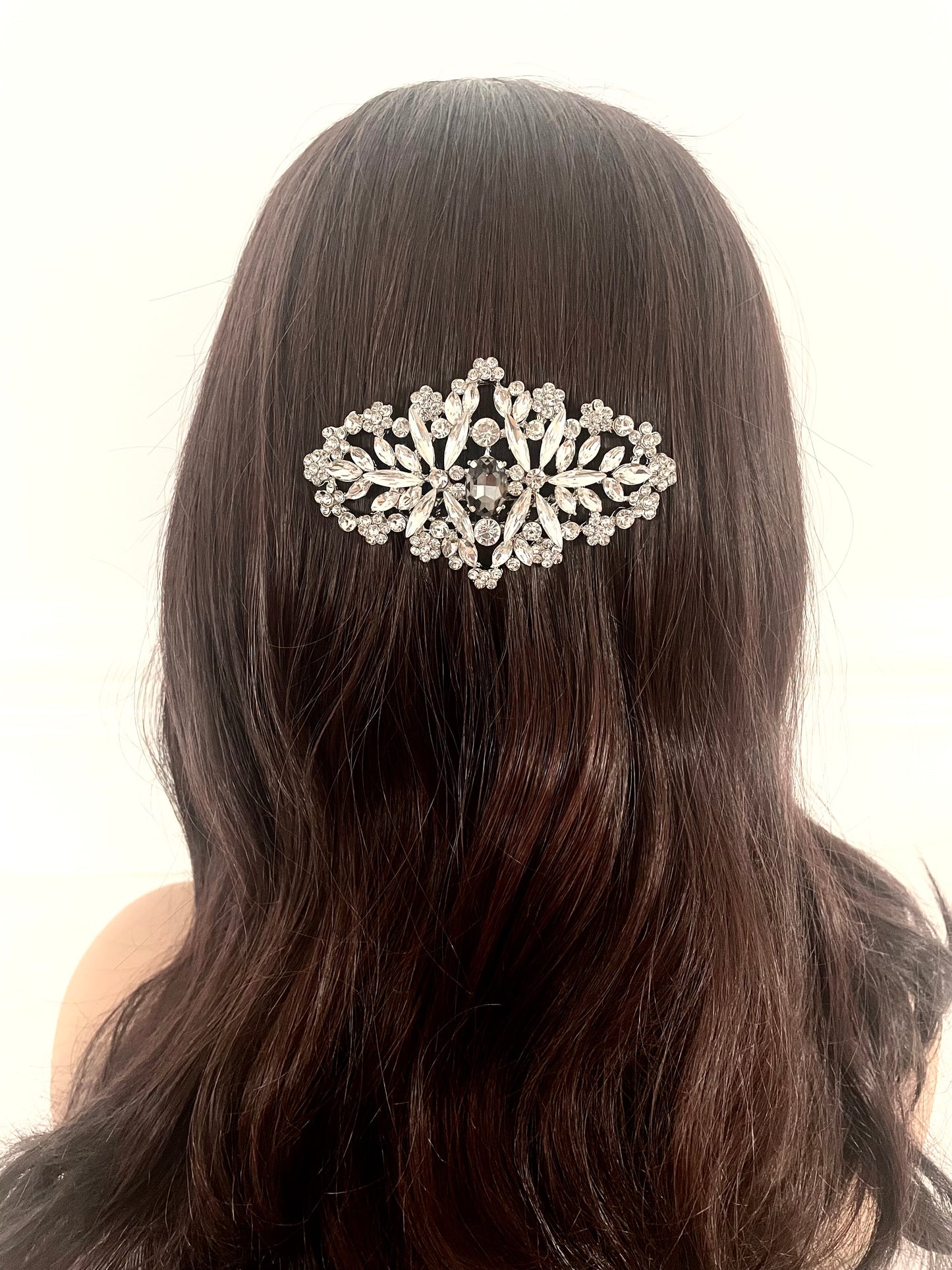 Smokey Crystal Statement Bridal Hair Comb - Vintage Inspired