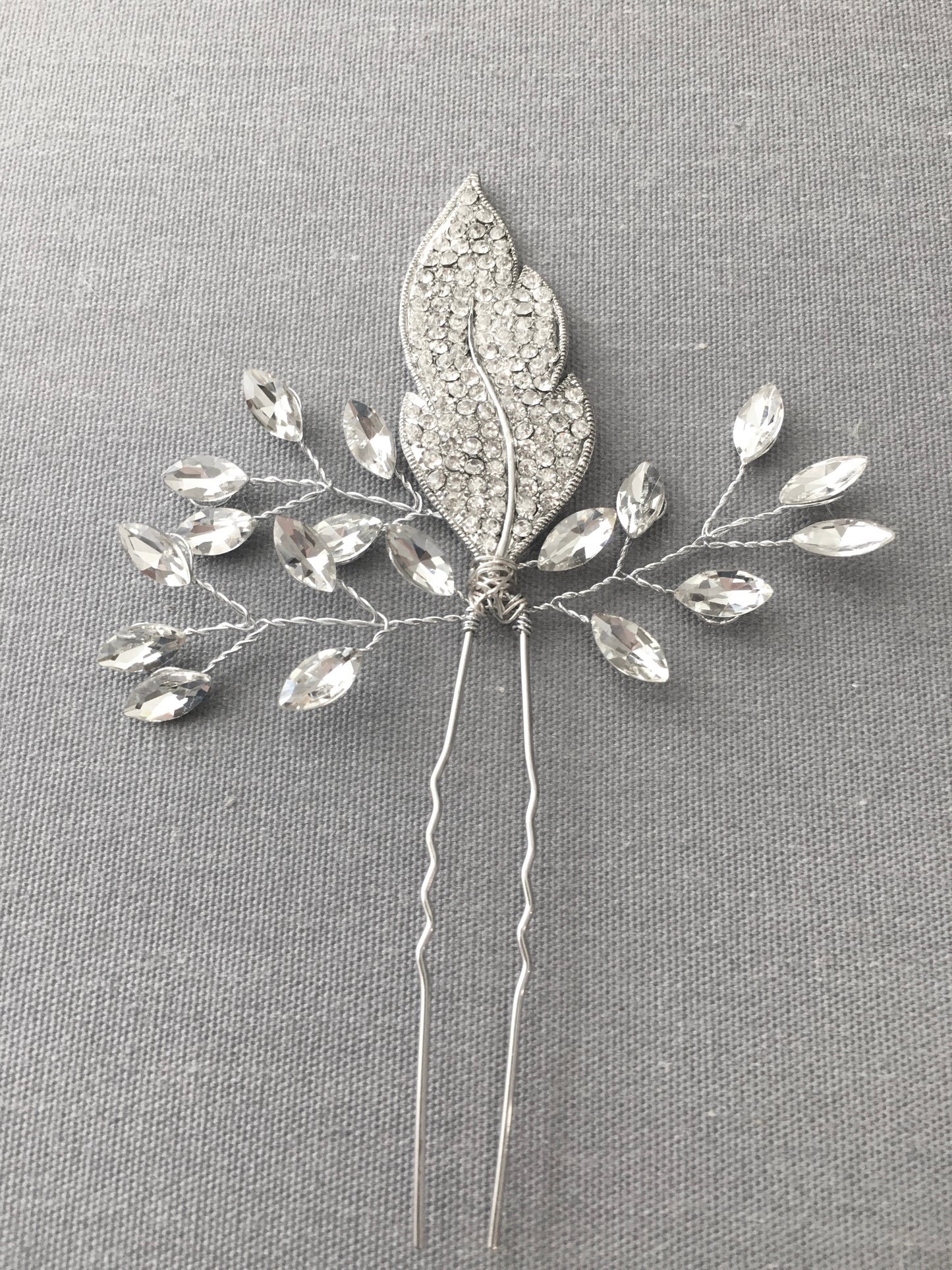 Boho Crystal Leaf Bridal Hair Pin