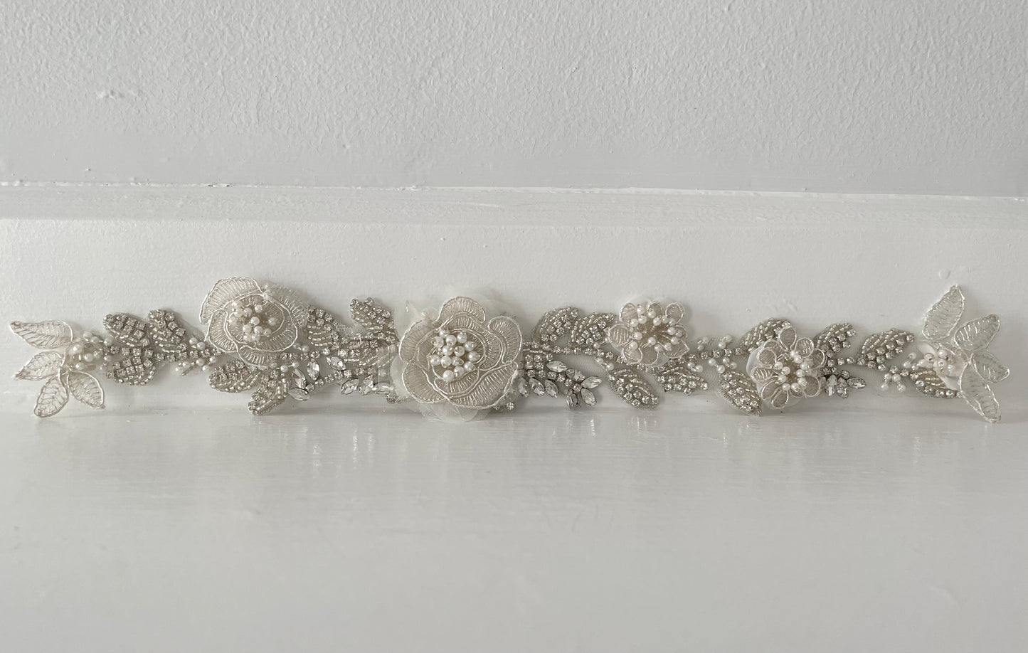 Juliette Beaded & Crystal Rhinestone Floral Bridal Belt Appliqué