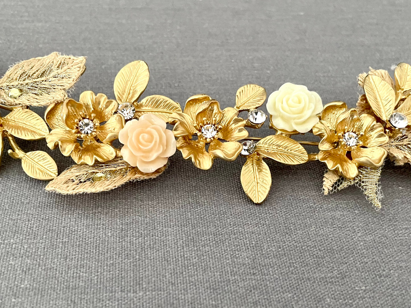 Golden Flower Vine Bridal Headpiece