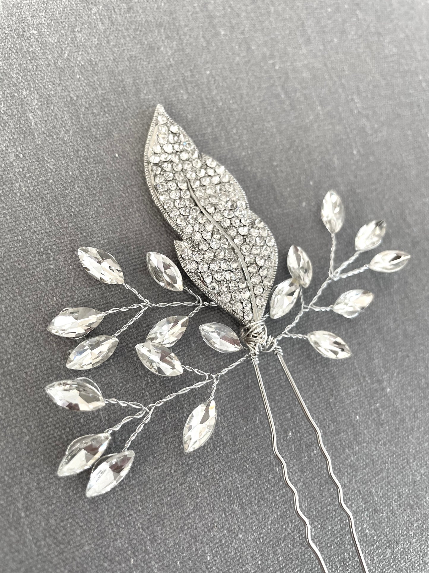 Boho Crystal Leaf Bridal Hair Pin