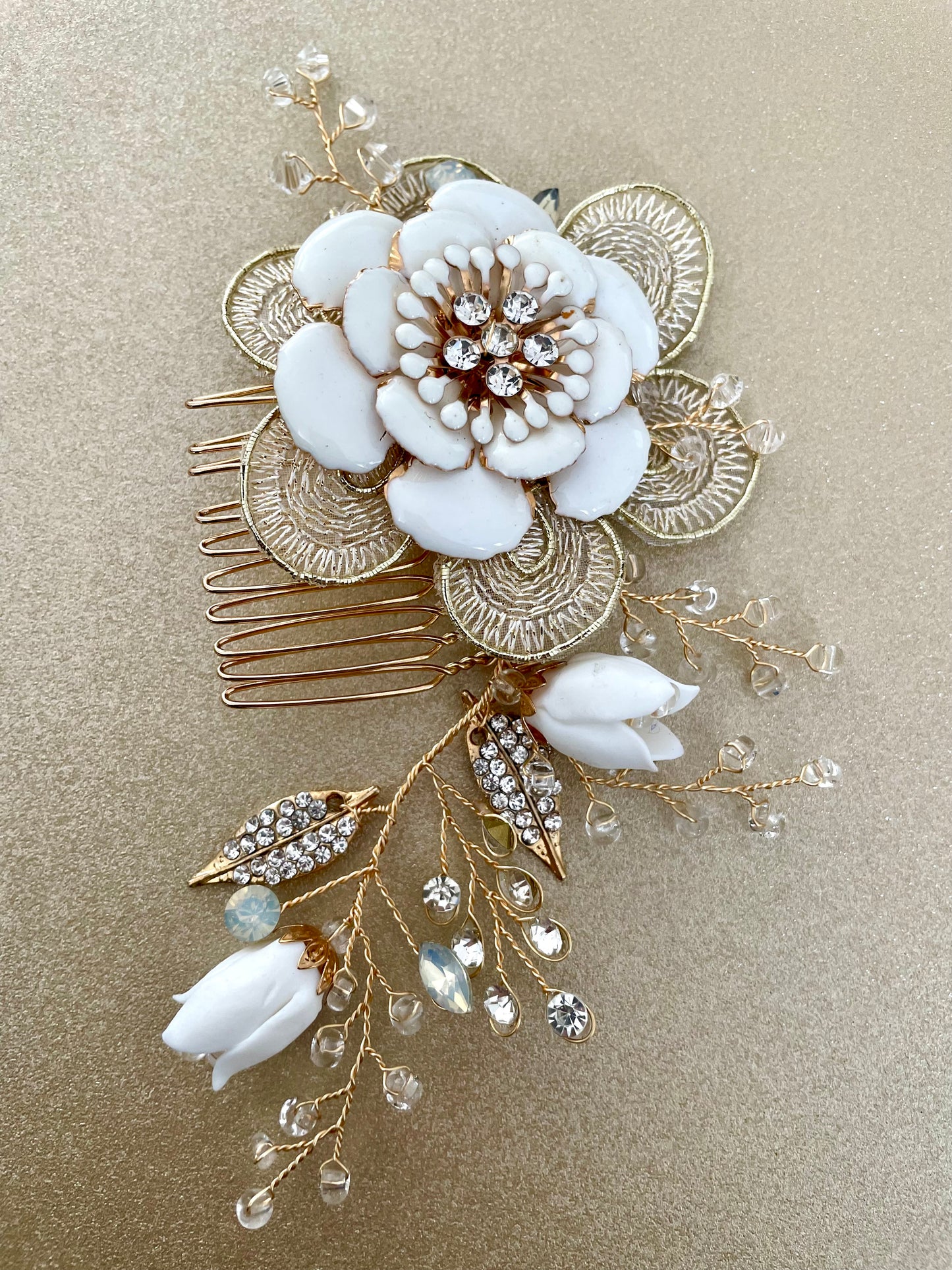Lilly & Gardenia Blooms Bridal Hair Comb