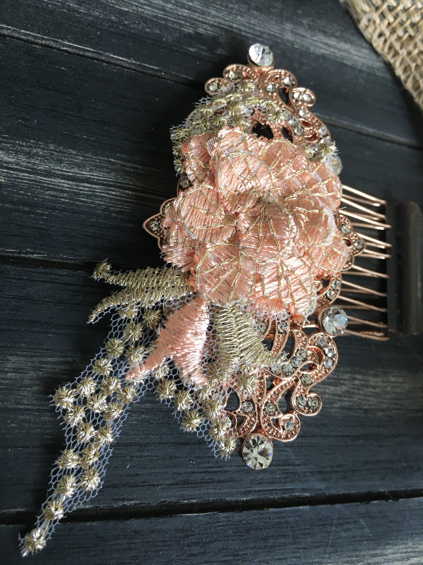 Rosalina Rose Gold Bridal Hair Comb