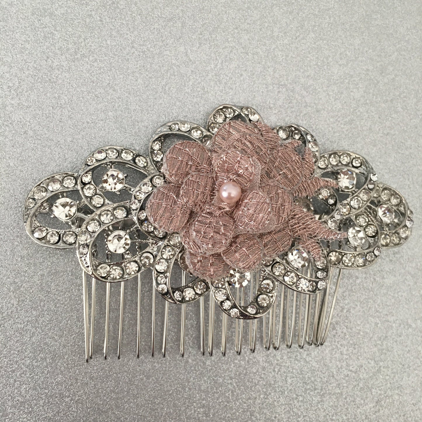Sofia Mauve Floral Crystal Bridal Comb