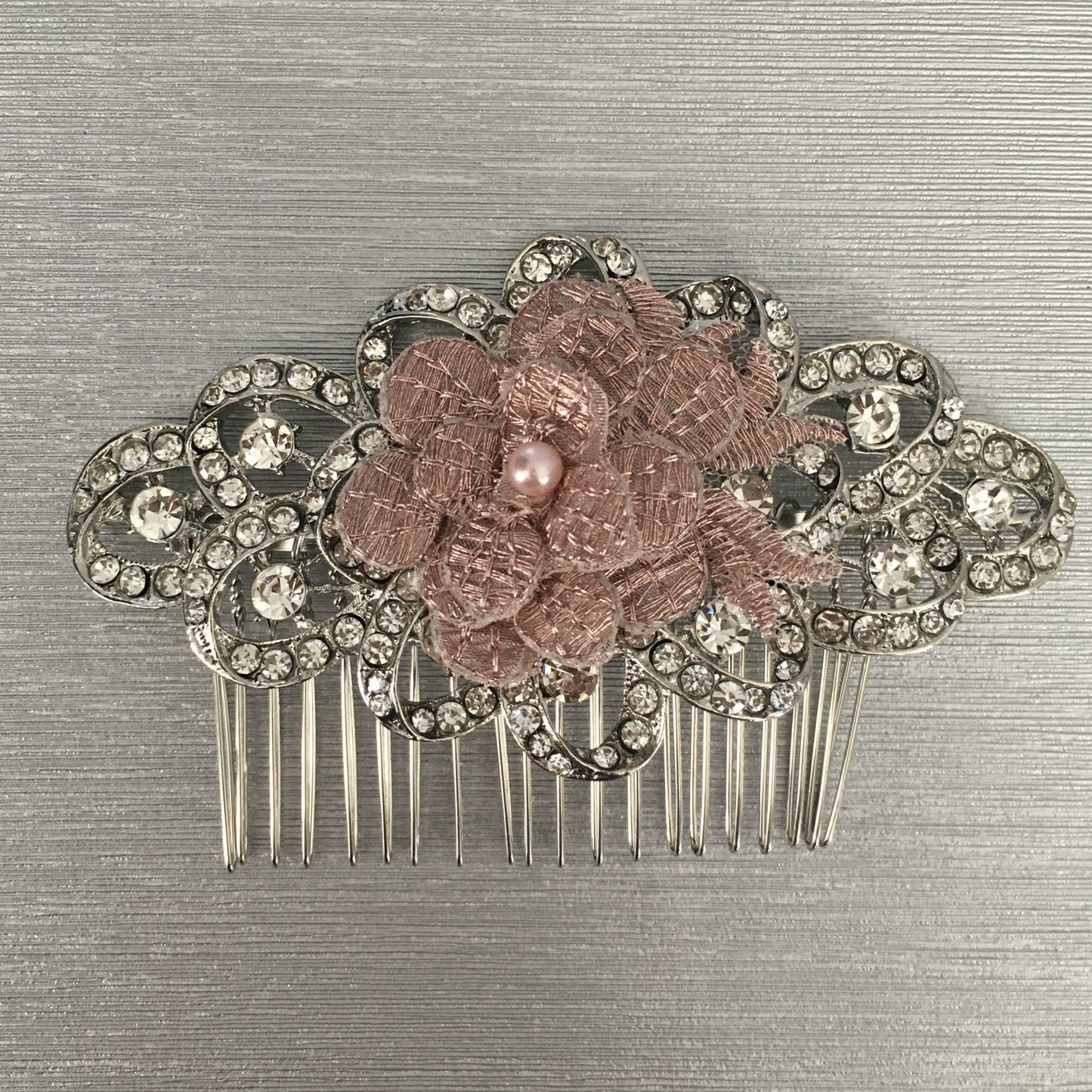 Sofia Mauve Floral Crystal Bridal Comb
