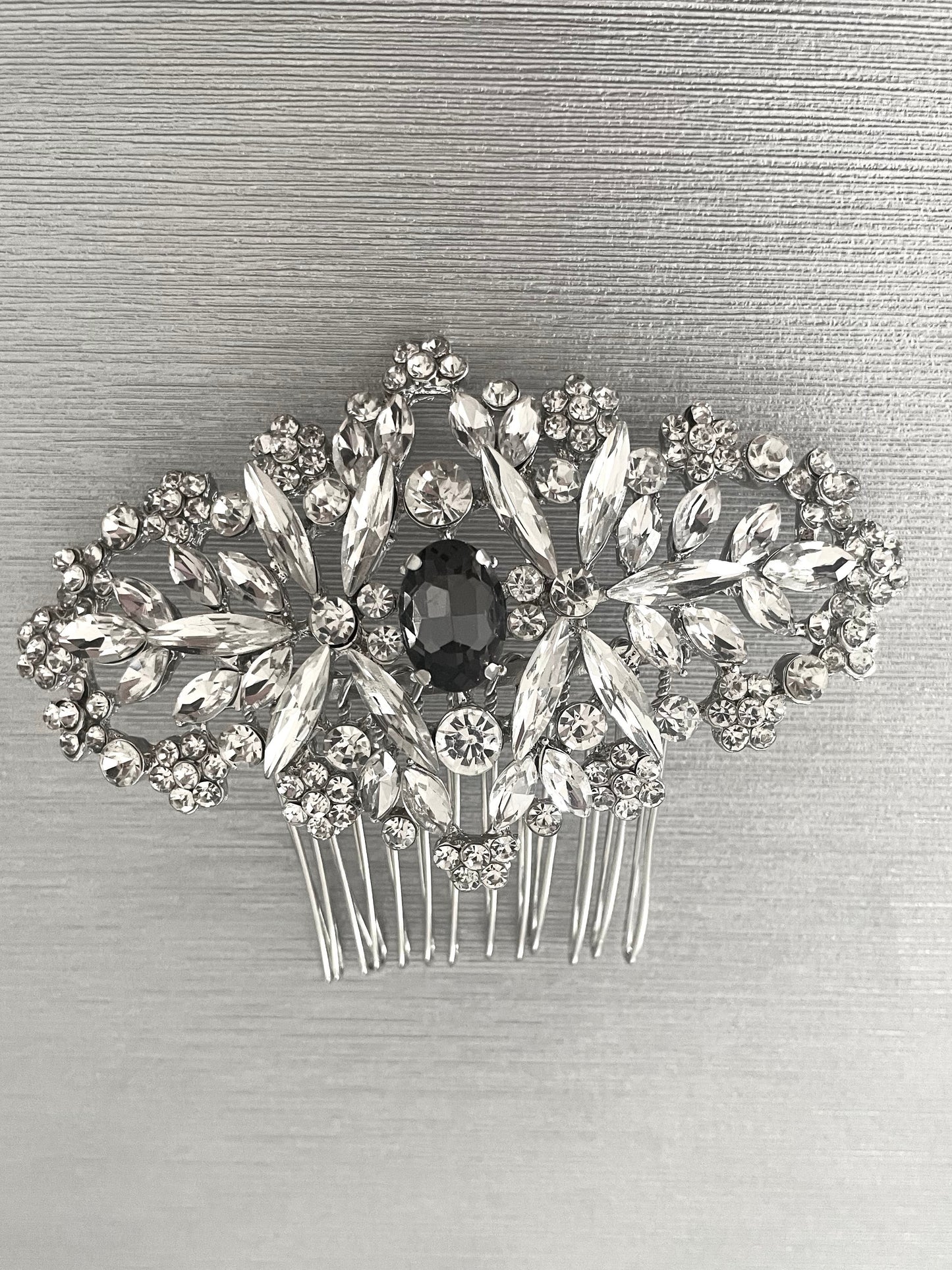 Smokey Crystal Statement Bridal Hair Comb - Vintage Inspired