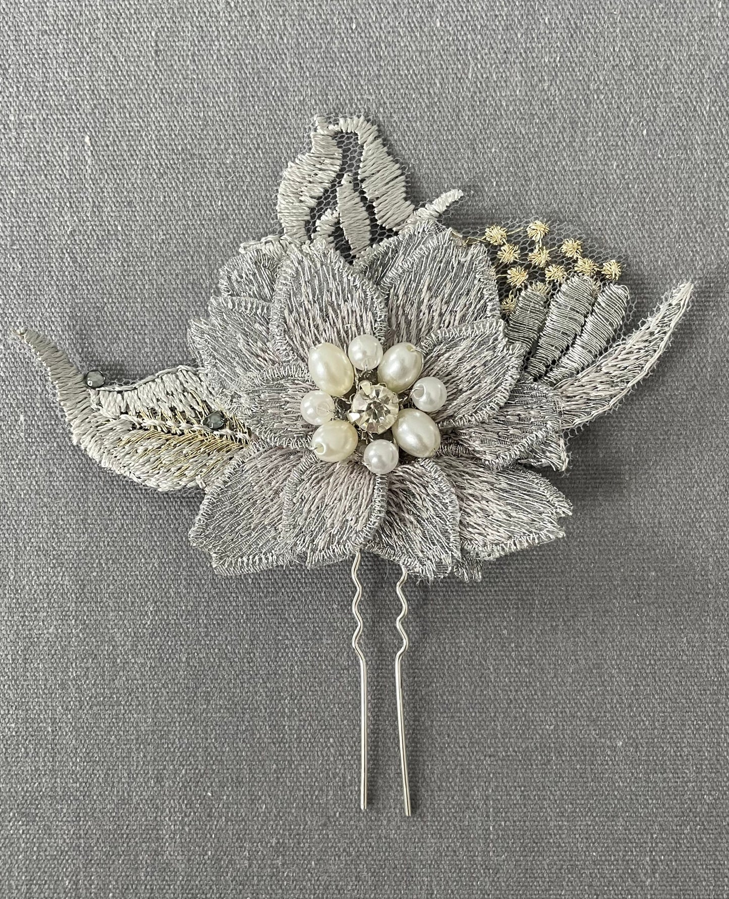Nadia Silver and Gold Leaf Hair Pin
