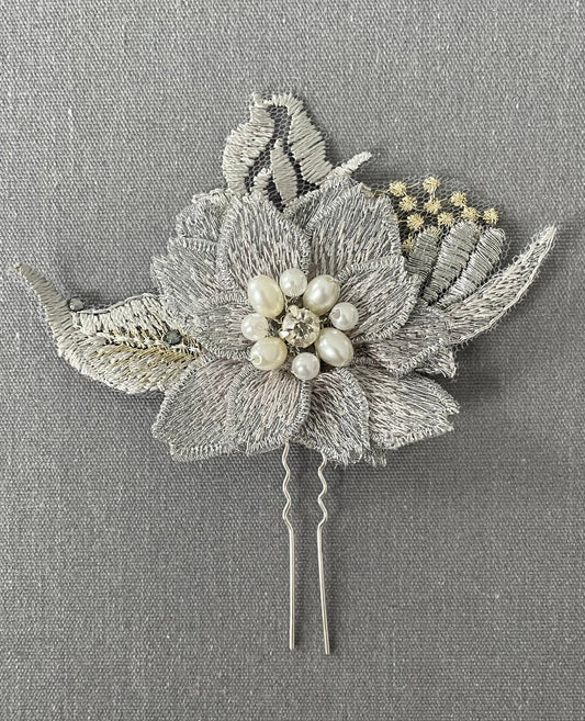 Nadia Silver and Gold Leaf Hair Pin