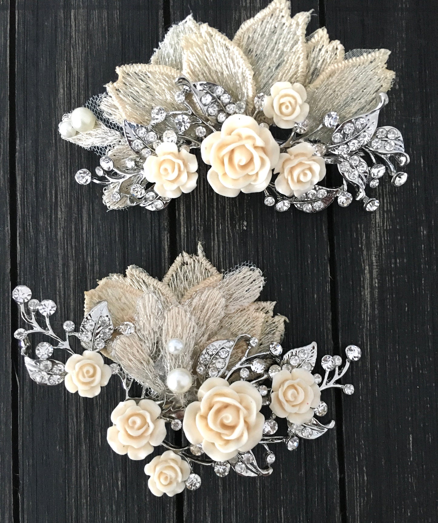 Elia Floral & Lace Hair Clips - Set of 2