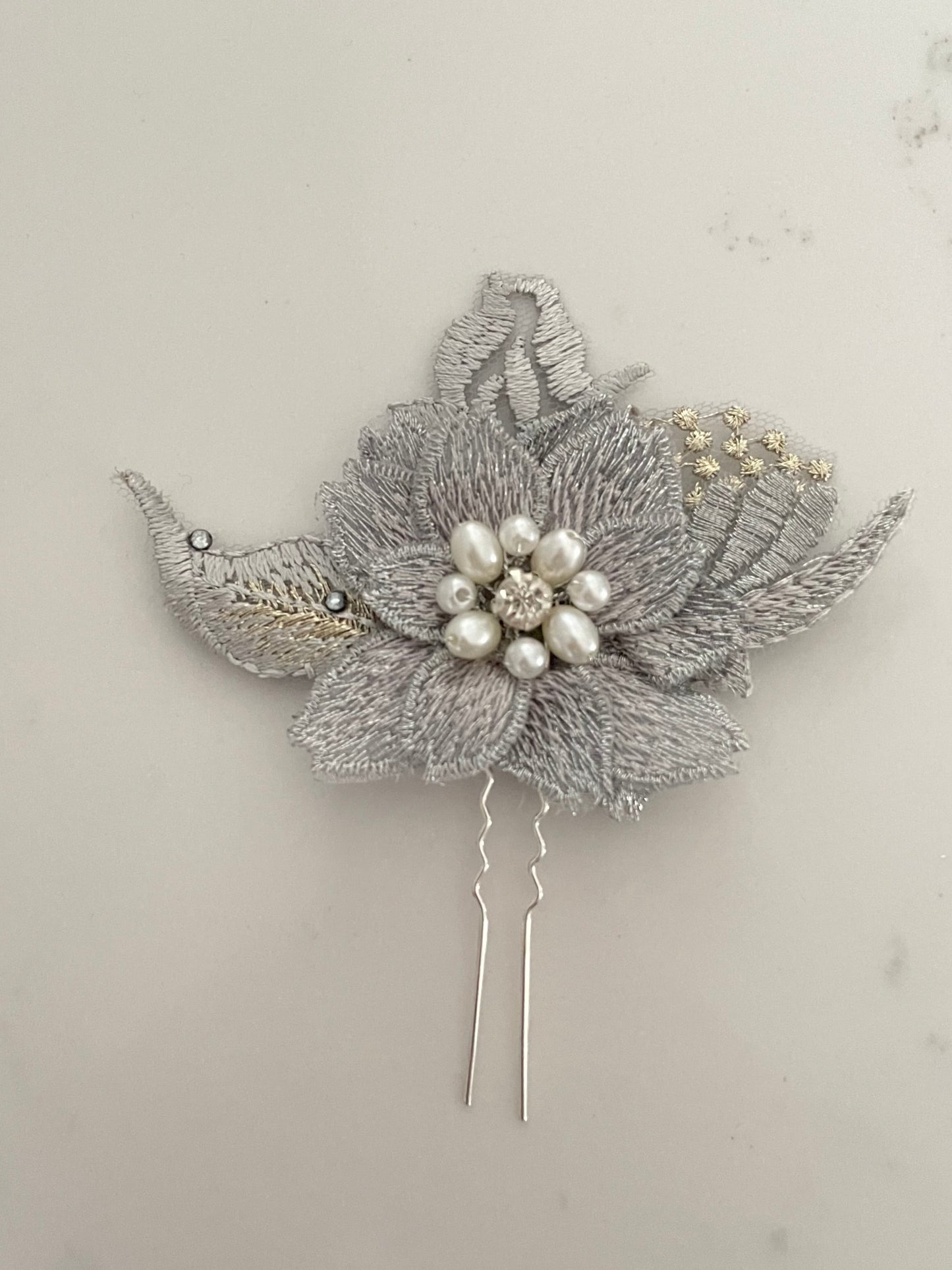 Nadia Silver and Gold Leaf Hair Pin