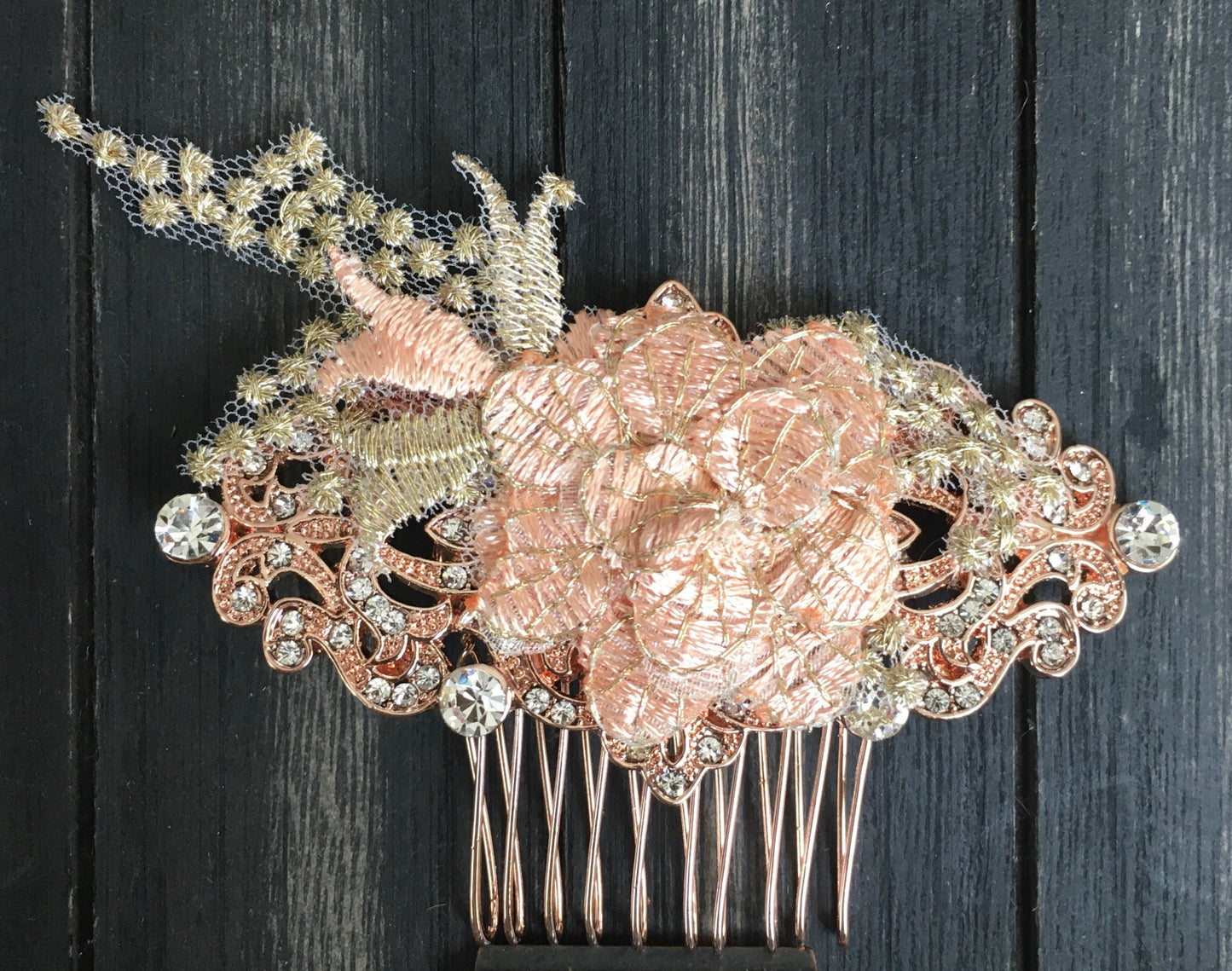 Rosalina Rose Gold Bridal Hair Comb