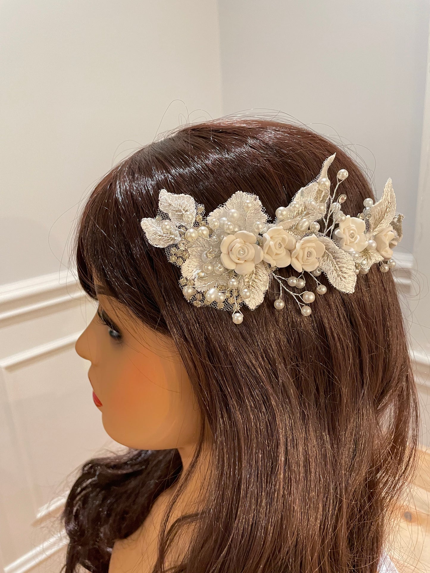 Ava Floral & Pearls Hair Vine