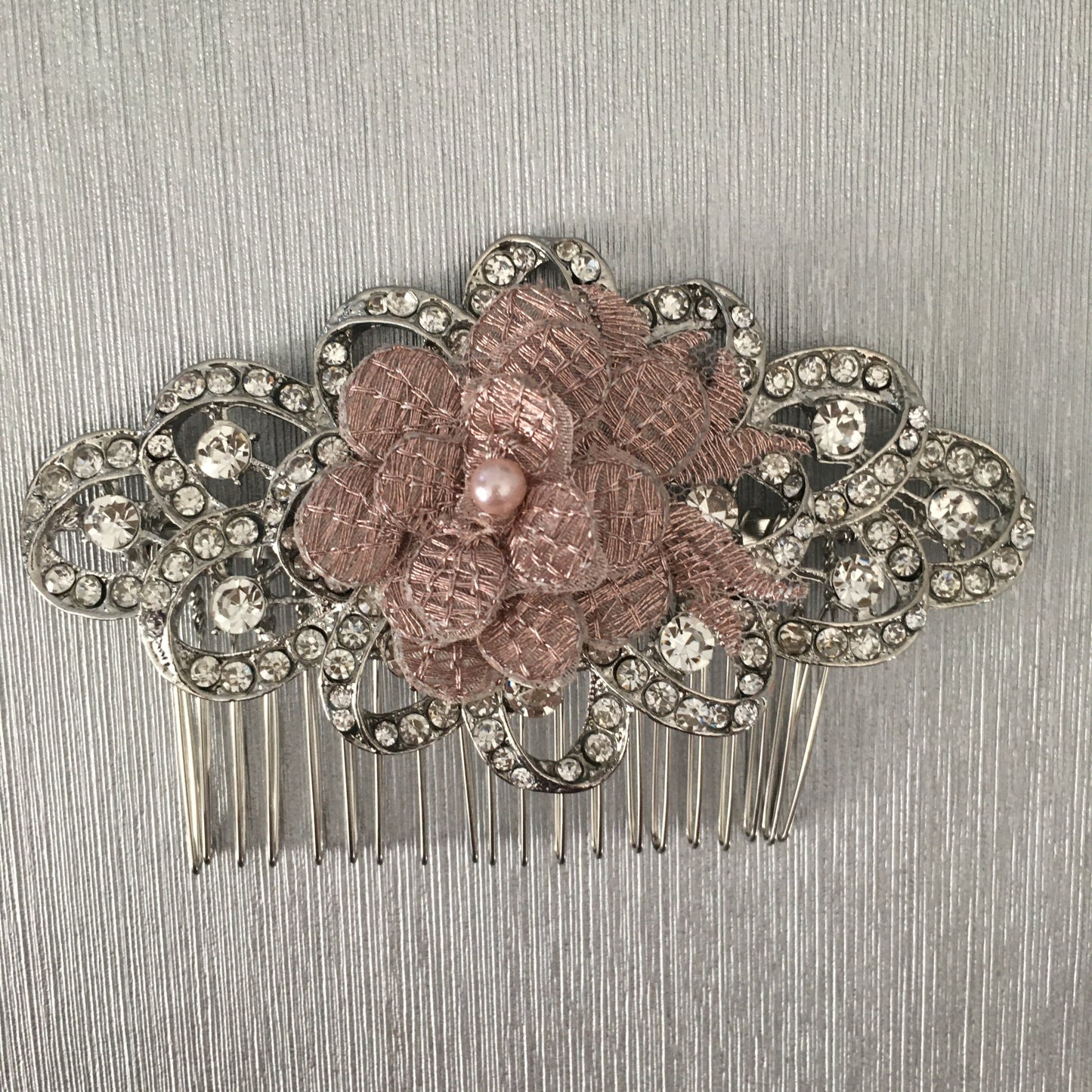 Sofia Mauve Floral Crystal Bridal Comb