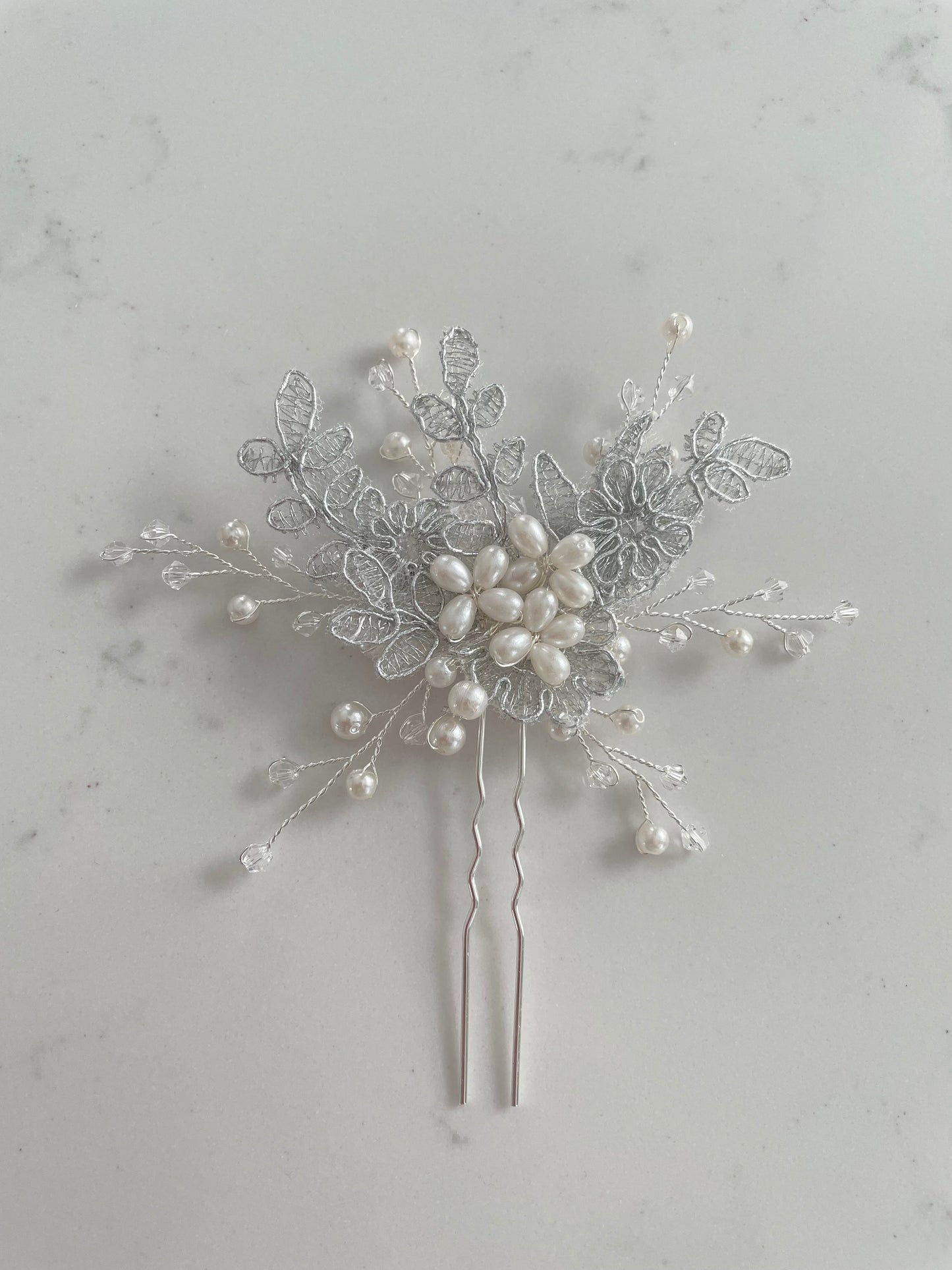 Suri Silver Leaves Spray Vine Hair Pin