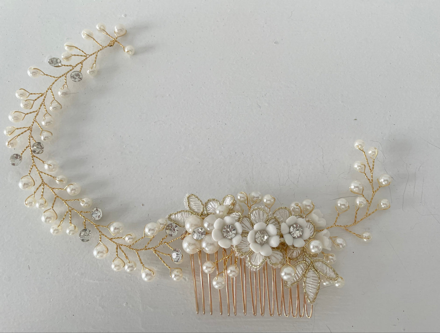 Colette Golden Pearl Hair Vine Comb