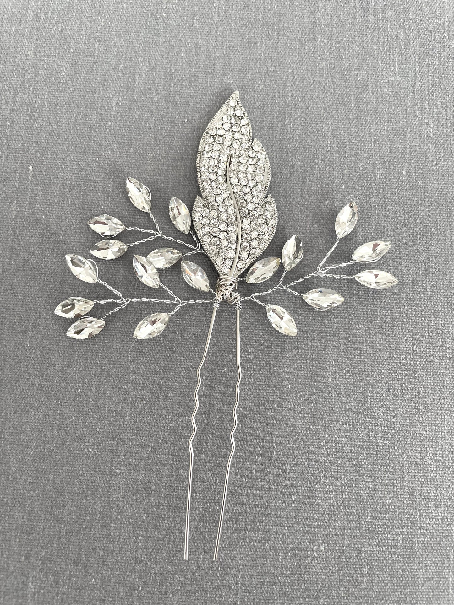 Boho Crystal Leaf Bridal Hair Pin