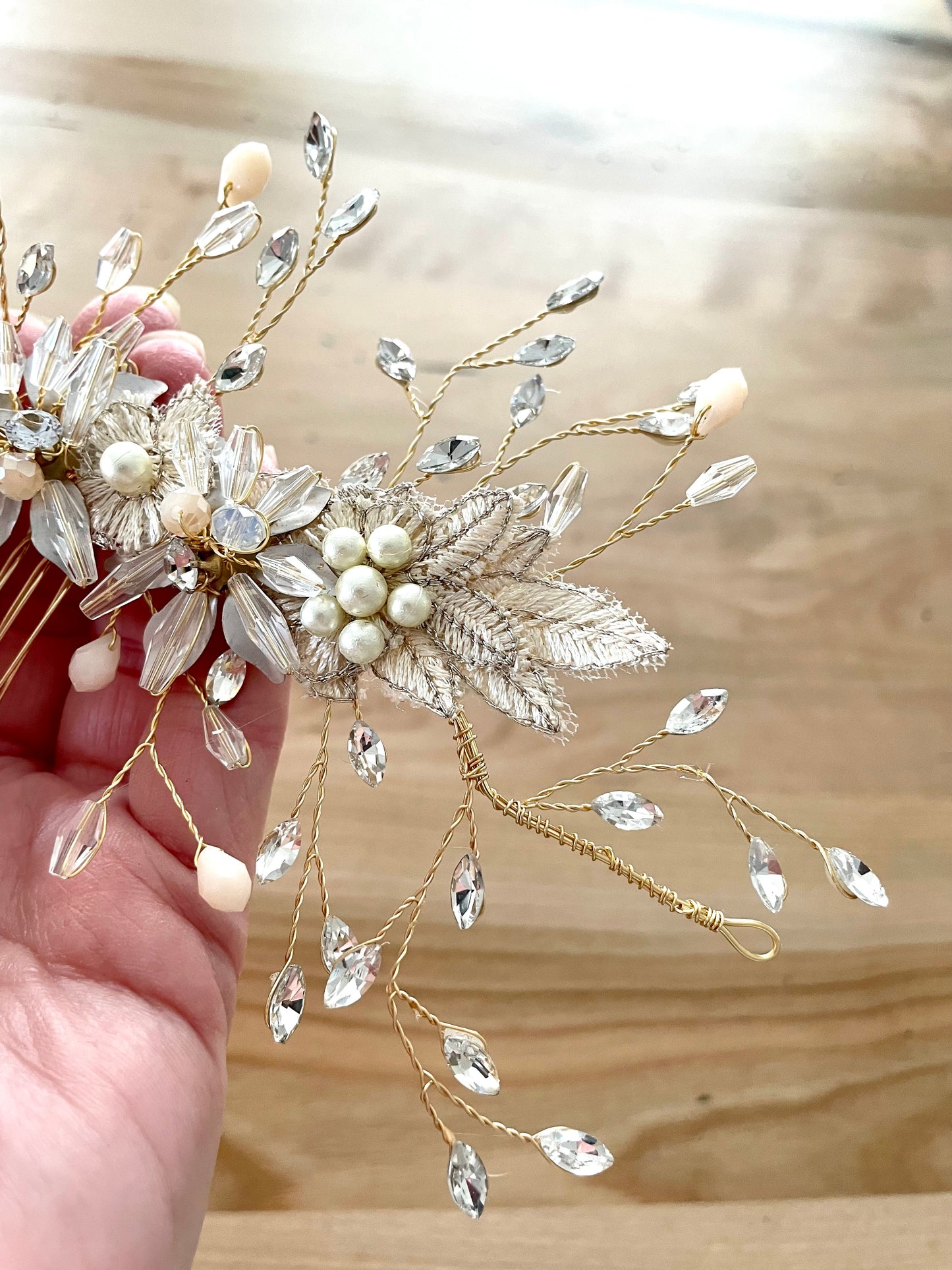 Jonna Champagne Spark Bridal Hair Vine with Comb