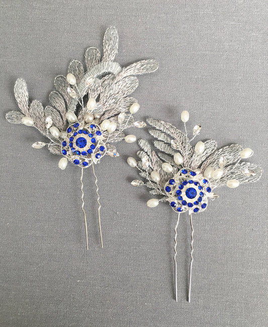 Blue Bella Hair Pins -Set of 2