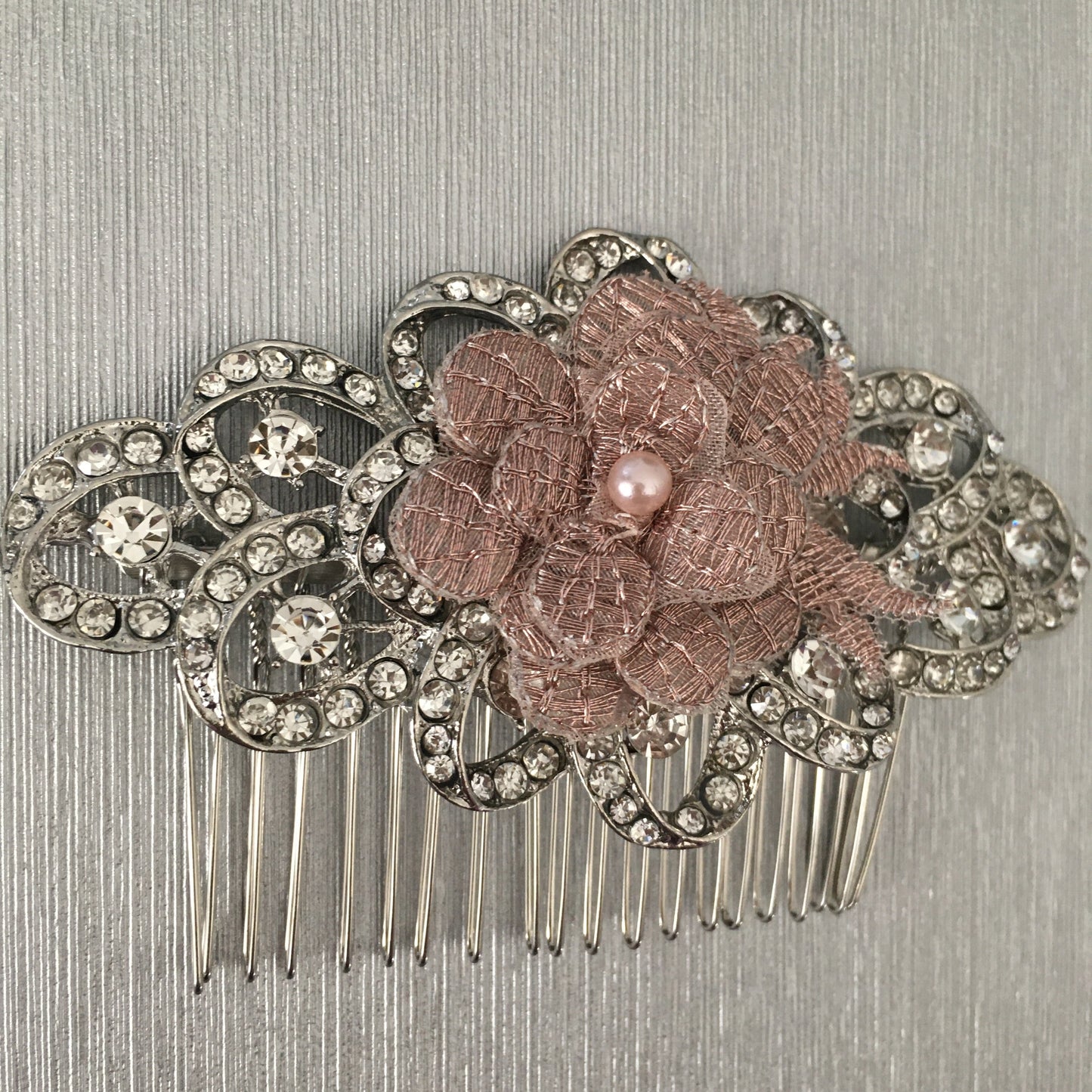 Sofia Mauve Floral Crystal Bridal Comb