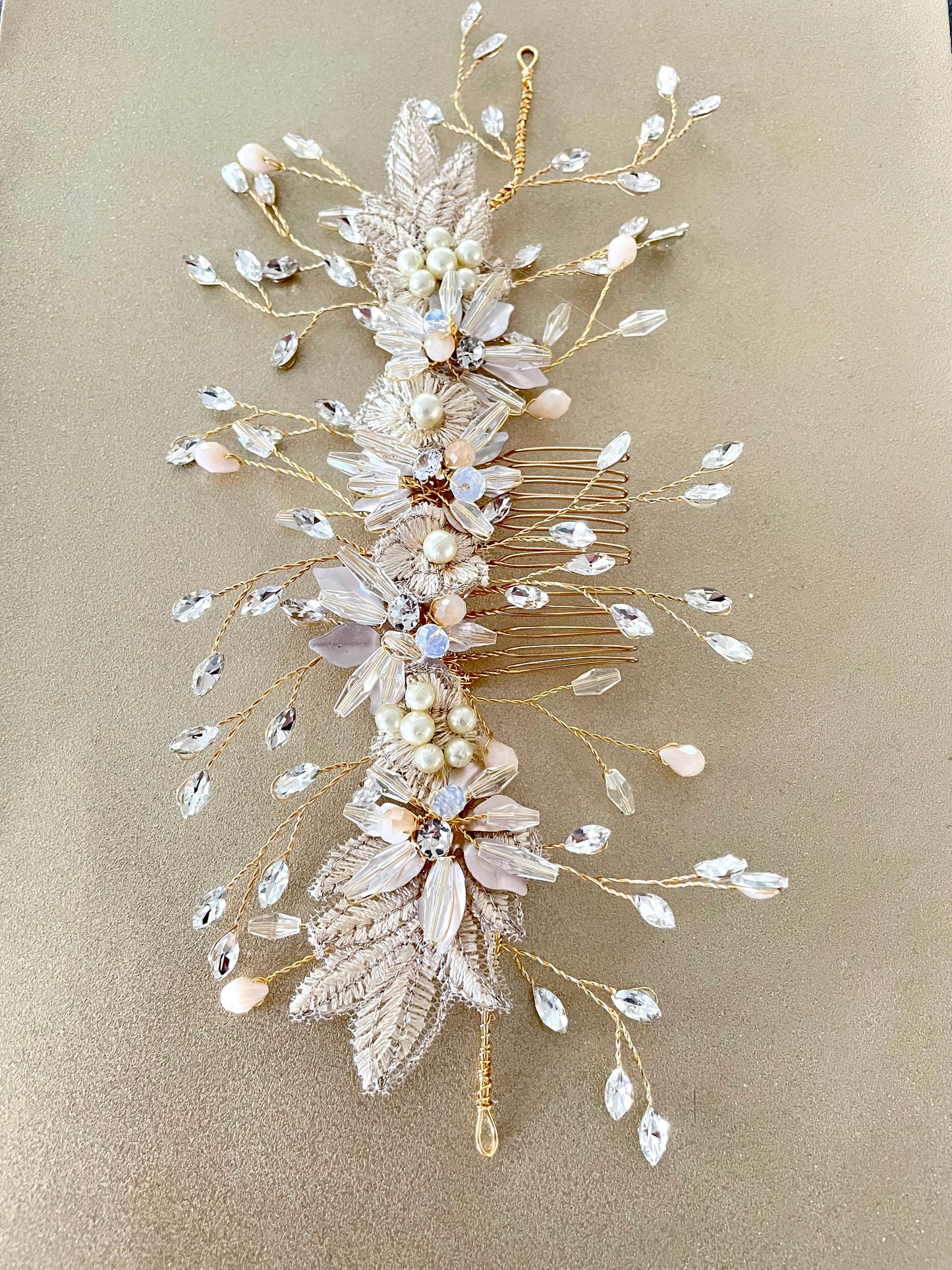 Jonna Champagne Spark Bridal Hair Vine with Comb