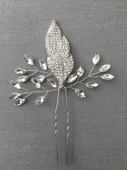Boho Crystal Leaf Bridal Hair Pin